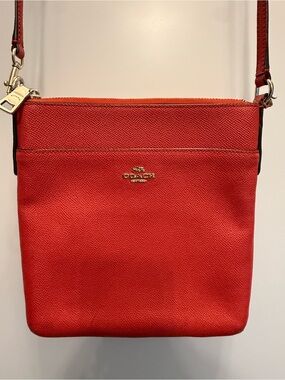 Coach Orange-Red Crossbody Bag with Gold Logo